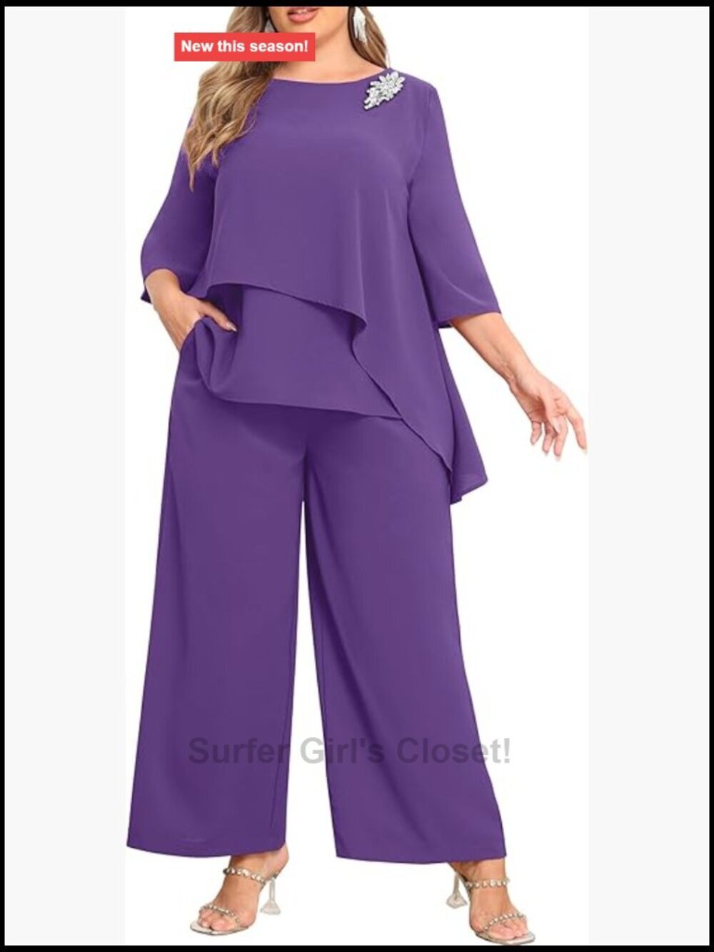 Plus Size 2 Piece Pant Suit Half Sleeve Formal Office Outfit Wedding Guest